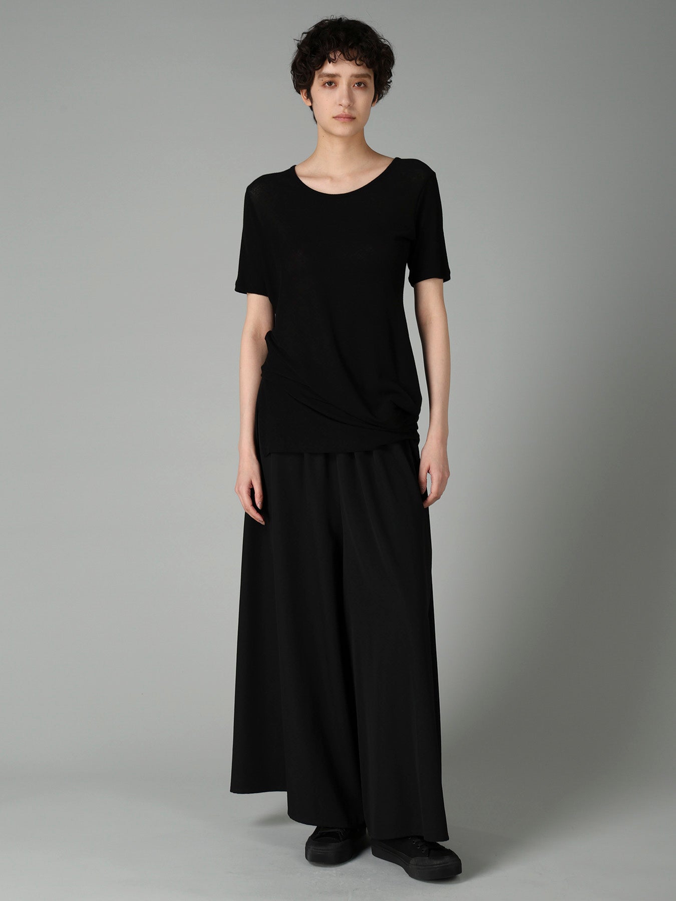 HIGH TWISTED RIB WAIST GATHERED SHORT SLV T