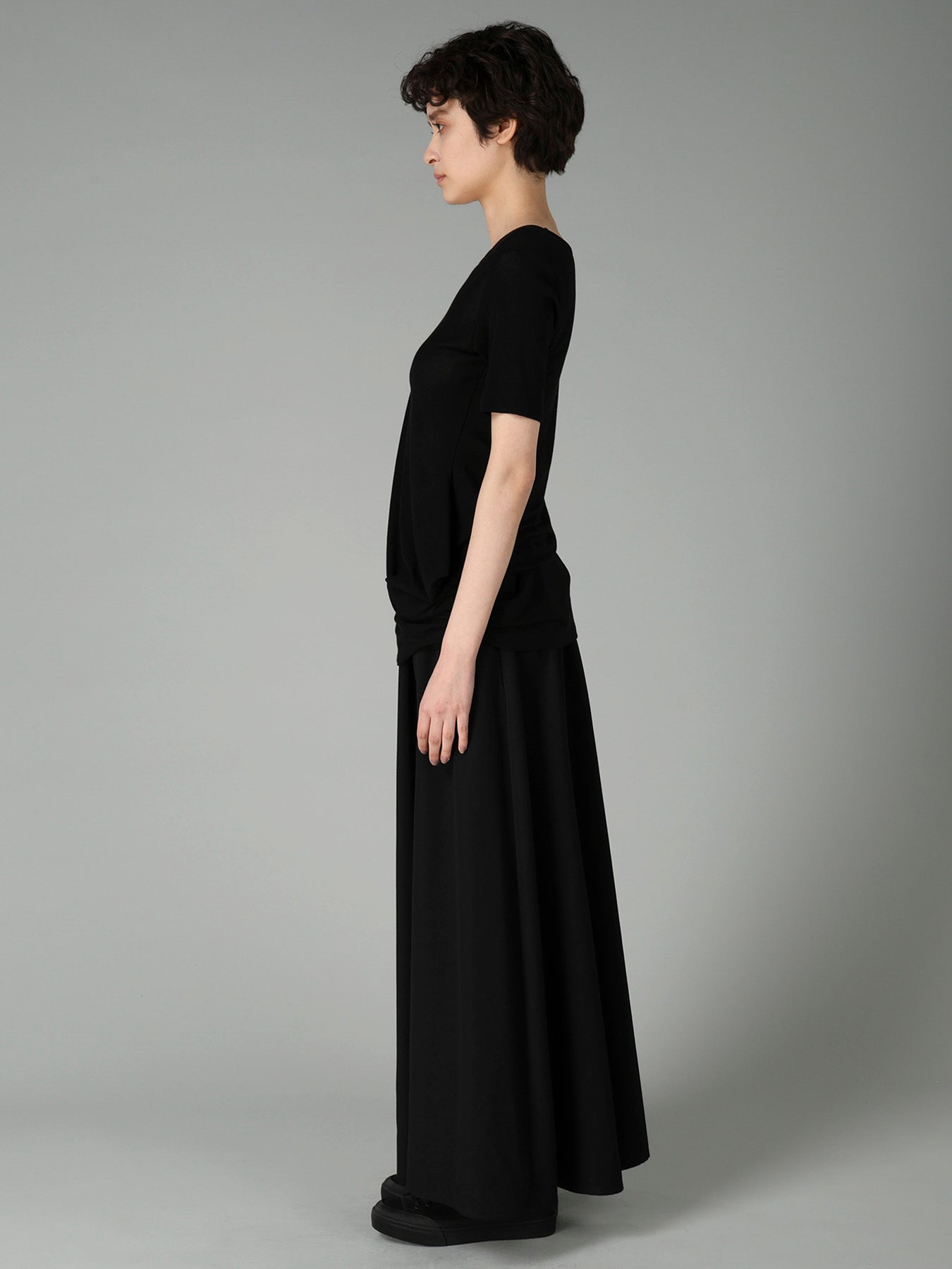 HIGH TWISTED RIB WAIST GATHERED SHORT SLV T
