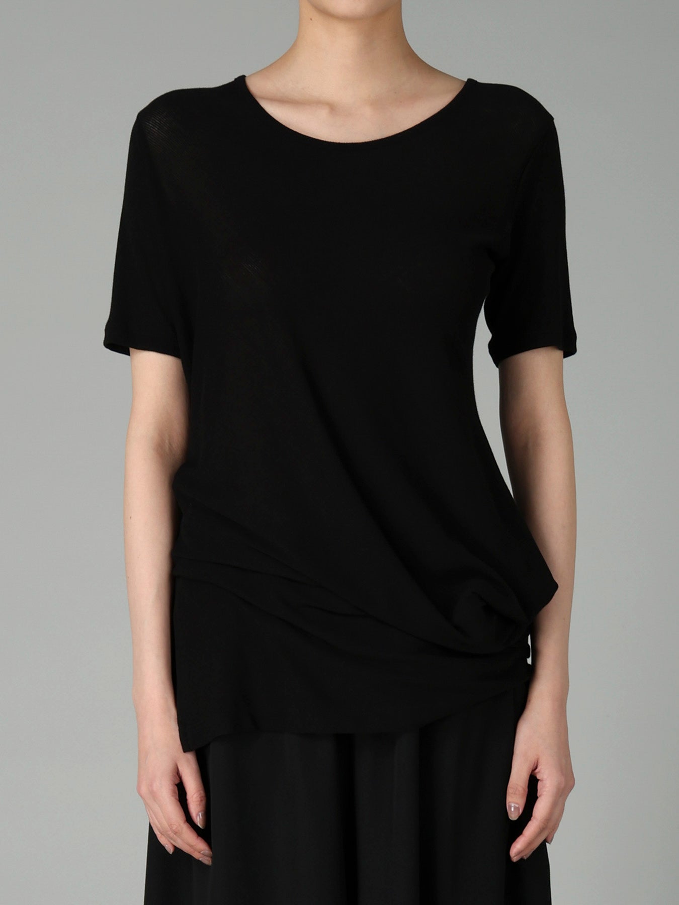 HIGH TWISTED RIB WAIST GATHERED SHORT SLV T