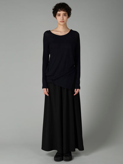 HIGH TWISTED RIB WAIST GATHERED LONG SLV T