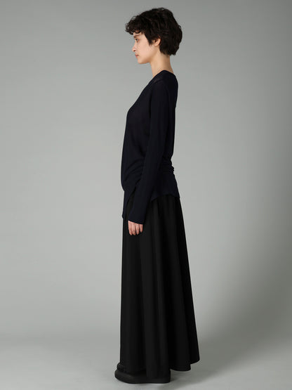 HIGH TWISTED RIB WAIST GATHERED LONG SLV T