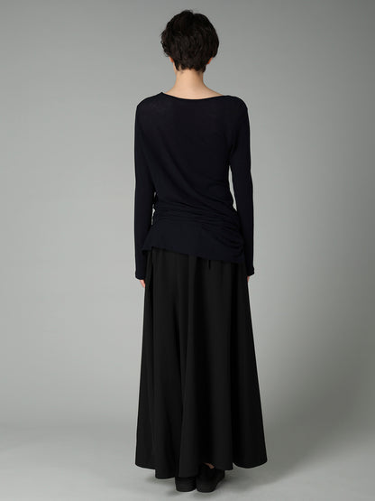HIGH TWISTED RIB WAIST GATHERED LONG SLV T