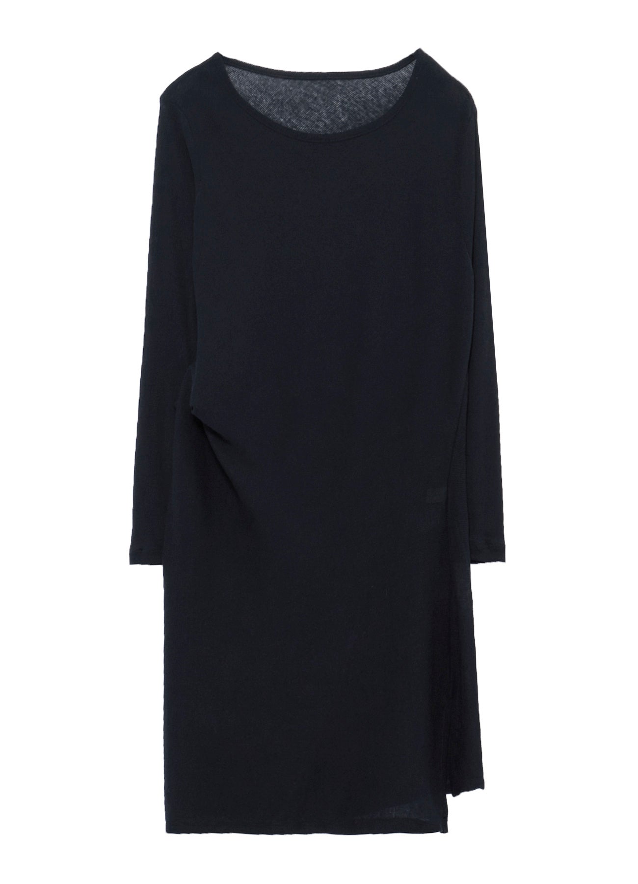 HIGH TWISTED RIB WAIST GATHERED LONG SLV T