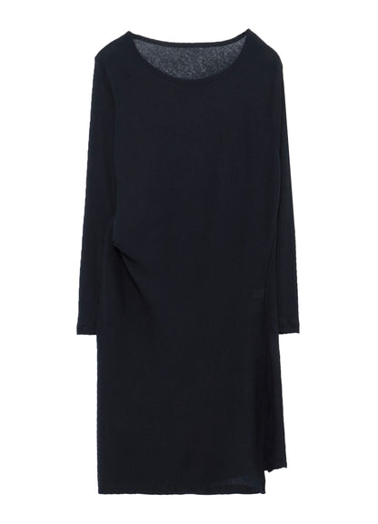 HIGH TWISTED RIB WAIST GATHERED LONG SLV T