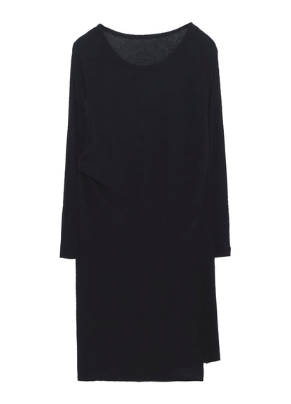 HIGH TWISTED RIB WAIST GATHERED LONG SLV T