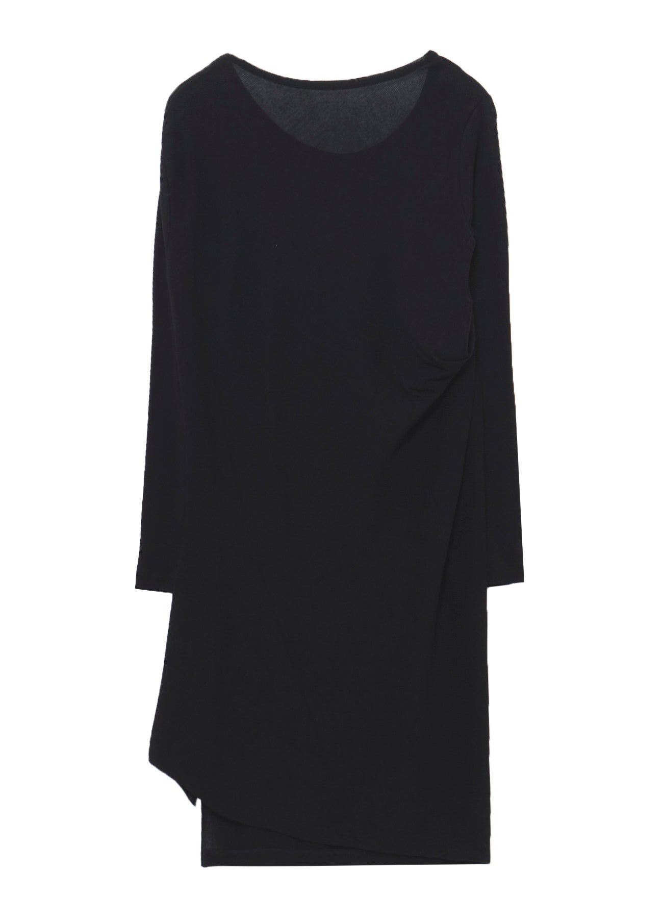 HIGH TWISTED RIB WAIST GATHERED LONG SLV T
