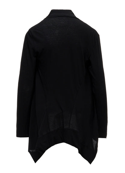 HIGH TWISTED SINGLE JERSEY SHOULDER GUSSET CARDIGAN