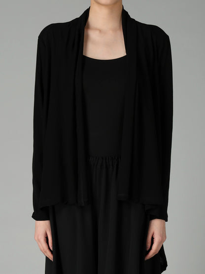 HIGH TWISTED SINGLE JERSEY SHOULDER GUSSET CARDIGAN