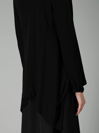 HIGH TWISTED SINGLE JERSEY SHOULDER GUSSET CARDIGAN