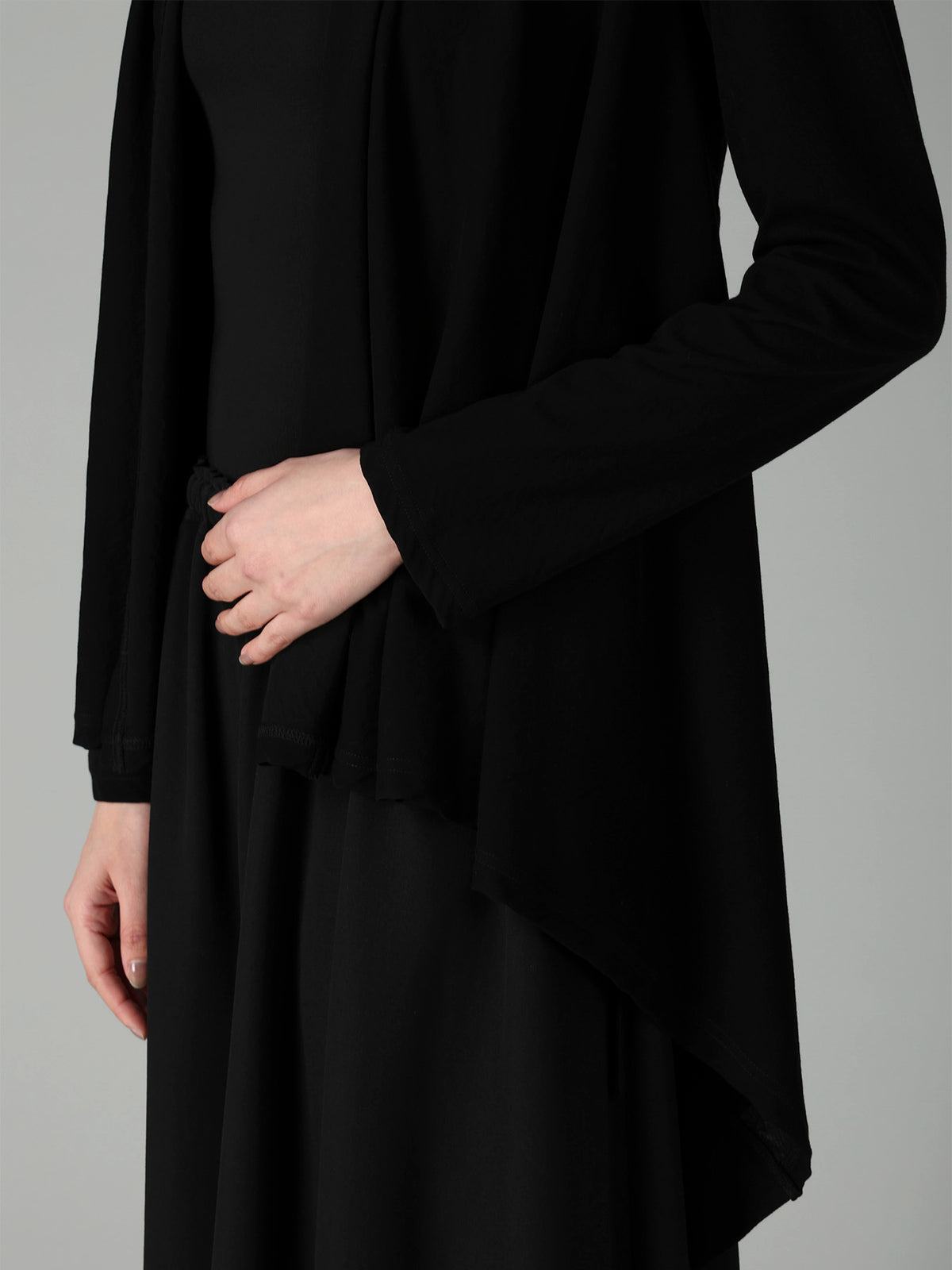 HIGH TWISTED SINGLE JERSEY SHOULDER GUSSET CARDIGAN