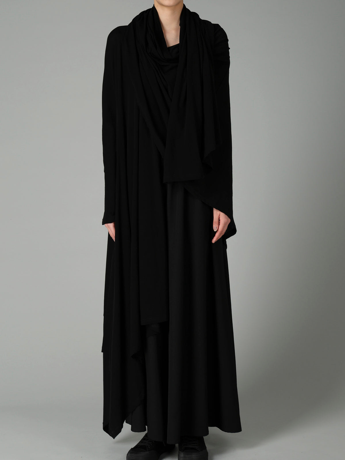 HIGH TWISTED SINGLE JERSEY DRAPED LONG CADIGAN