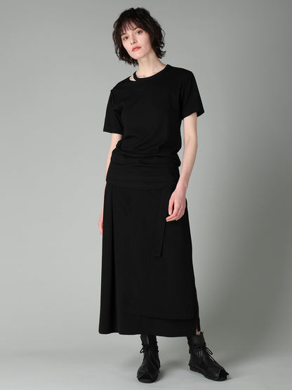 30/-COTTON VISCOSE SINGLE SLIT DETAIL SHORT SLV T