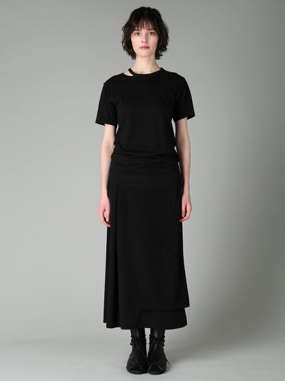 30/-COTTON VISCOSE SINGLE SLIT DETAIL SHORT SLV T