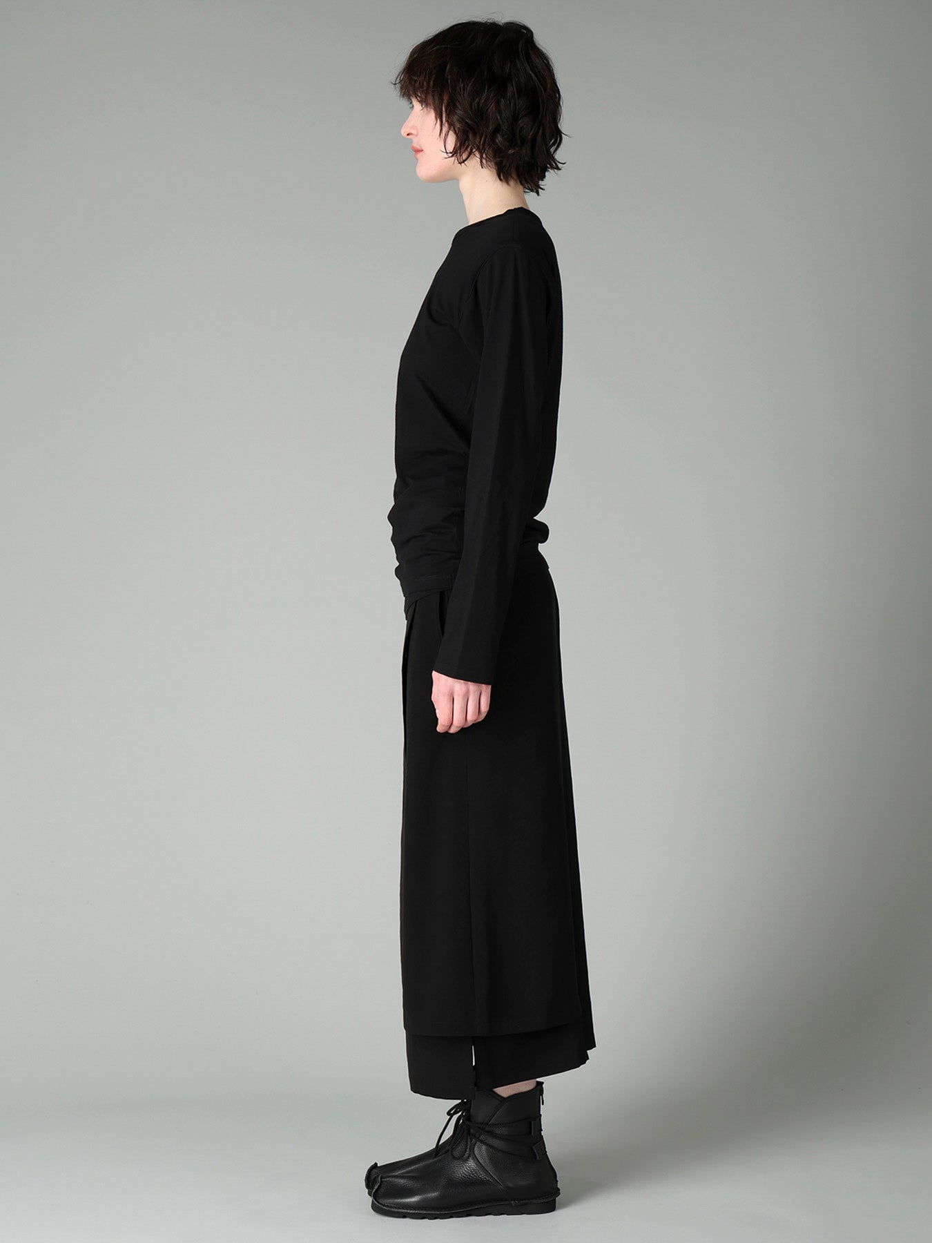 30/-COTTON VISCOSE SINGLE SLIT DETAIL LONG SLV T