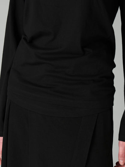 30/-COTTON VISCOSE SINGLE SLIT DETAIL LONG SLV T