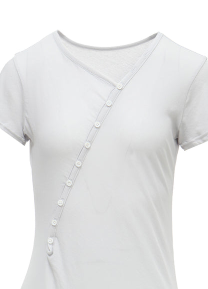 HIGH TWISTED SINGLE JERSEY DIGONAL BUTTON SHORT SLV T