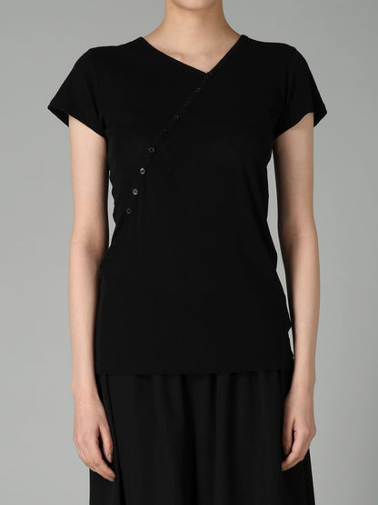 HIGH TWISTED SINGLE JERSEY DIGONAL BUTTON SHORT SLV T