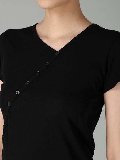 HIGH TWISTED SINGLE JERSEY DIGONAL BUTTON SHORT SLV T
