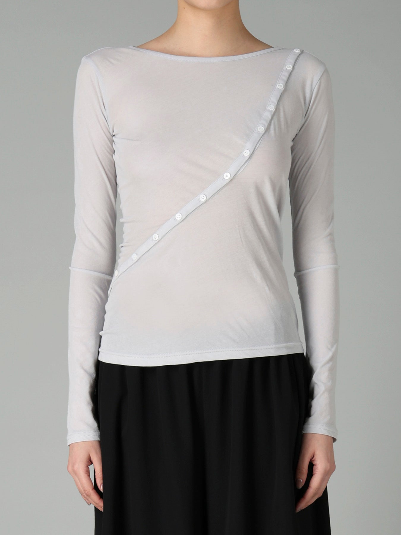 HIGH TWISTED SINGLE JERSEY DIGONAL BUTTON LONG SLV T