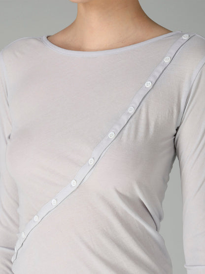 HIGH TWISTED SINGLE JERSEY DIGONAL BUTTON LONG SLV T