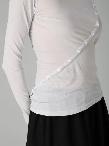 HIGH TWISTED SINGLE JERSEY DIGONAL BUTTON LONG SLV T
