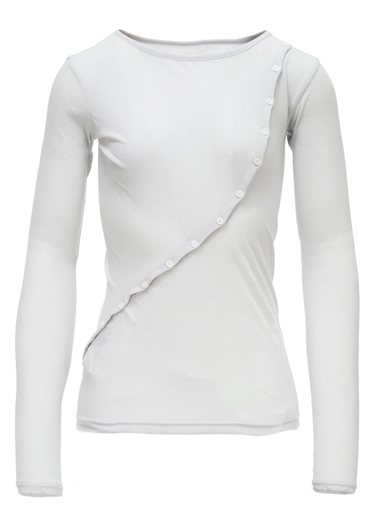 HIGH TWISTED SINGLE JERSEY DIGONAL BUTTON LONG SLV T
