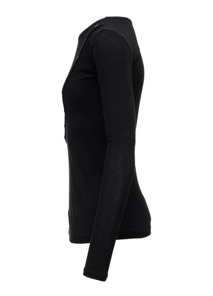 HIGH TWISTED SINGLE JERSEY DIGONAL BUTTON LONG SLV T