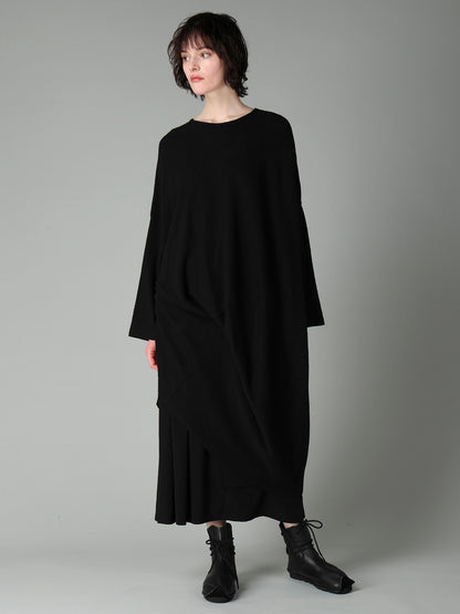 AIRY SPUN LIGHT MILLED DRAPED DRESS
