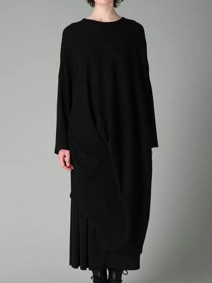 AIRY SPUN LIGHT MILLED DRAPED DRESS