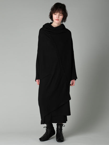AIRY SPUN LIGHT MILLED DIAGONAL BUTTON COAT