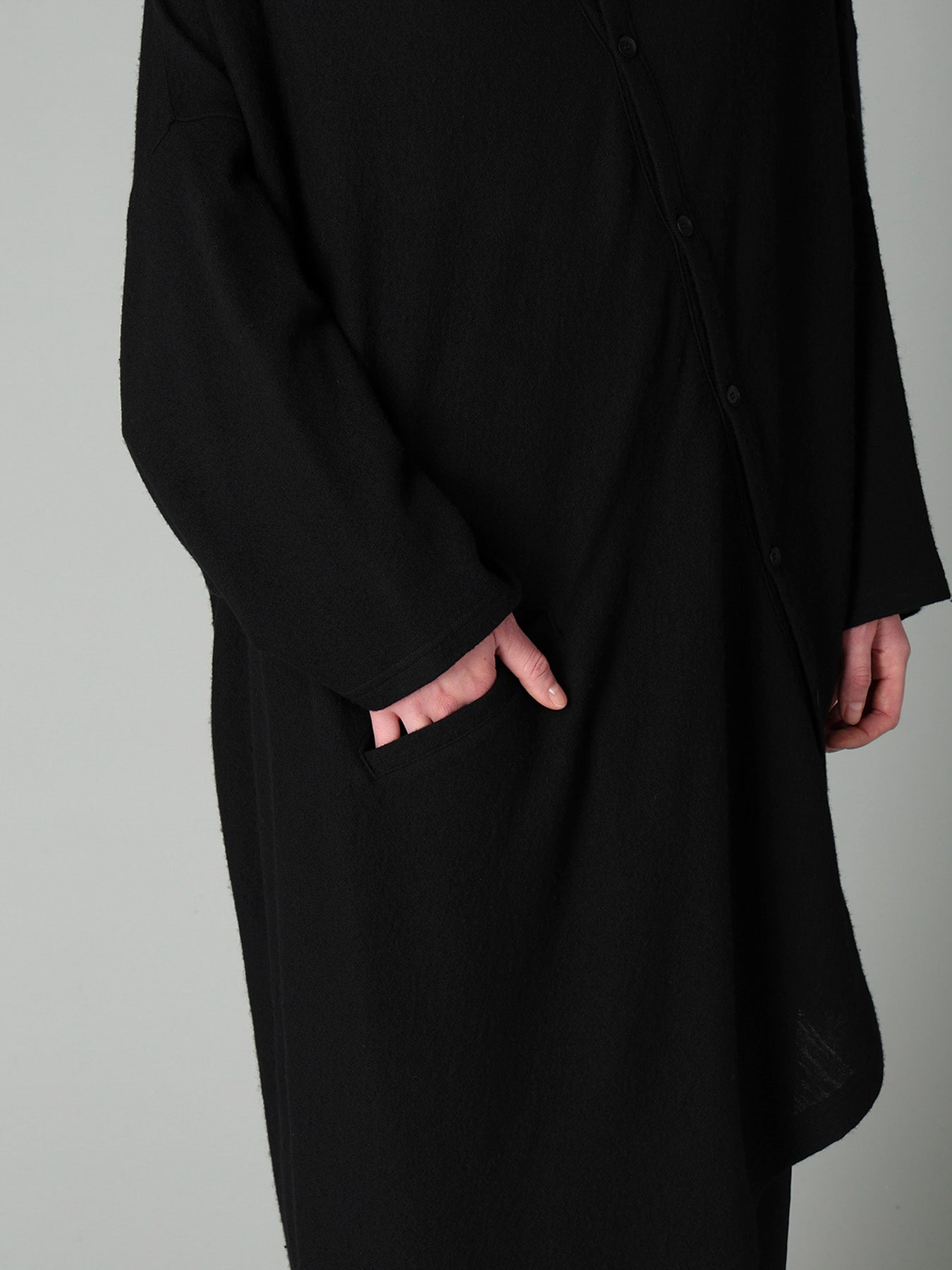AIRY SPUN LIGHT MILLED DIAGONAL BUTTON COAT – THE SHOP YOHJI YAMAMOTO