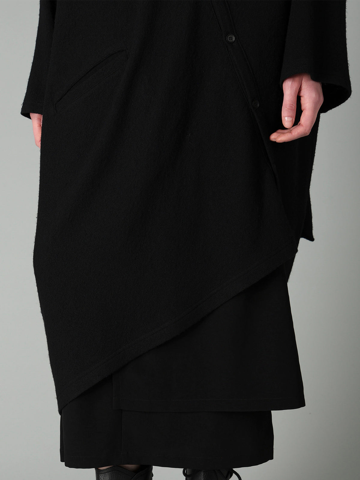 AIRY SPUN LIGHT MILLED DIAGONAL BUTTON COAT