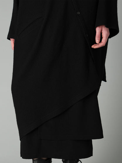 AIRY SPUN LIGHT MILLED DIAGONAL BUTTON COAT