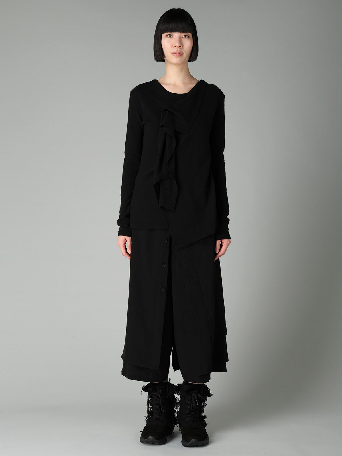 AIRY SPUN LIGHT MILLED DRAPED LONG SLV T A