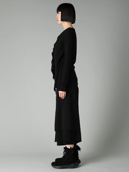 AIRY SPUN LIGHT MILLED DRAPED LONG SLV T A