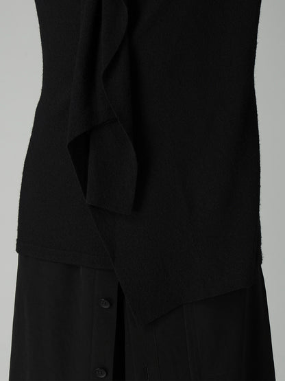 AIRY SPUN LIGHT MILLED DRAPED LONG SLV T A
