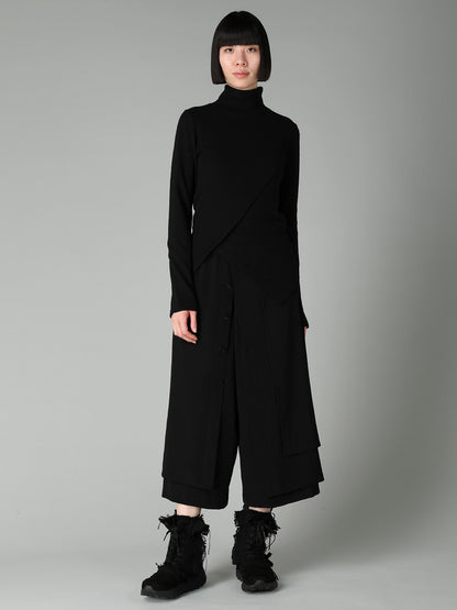 AIRY SPUN LIGHT MILLED CROSS HIGH NECK T