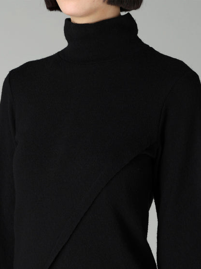 AIRY SPUN LIGHT MILLED CROSS HIGH NECK T