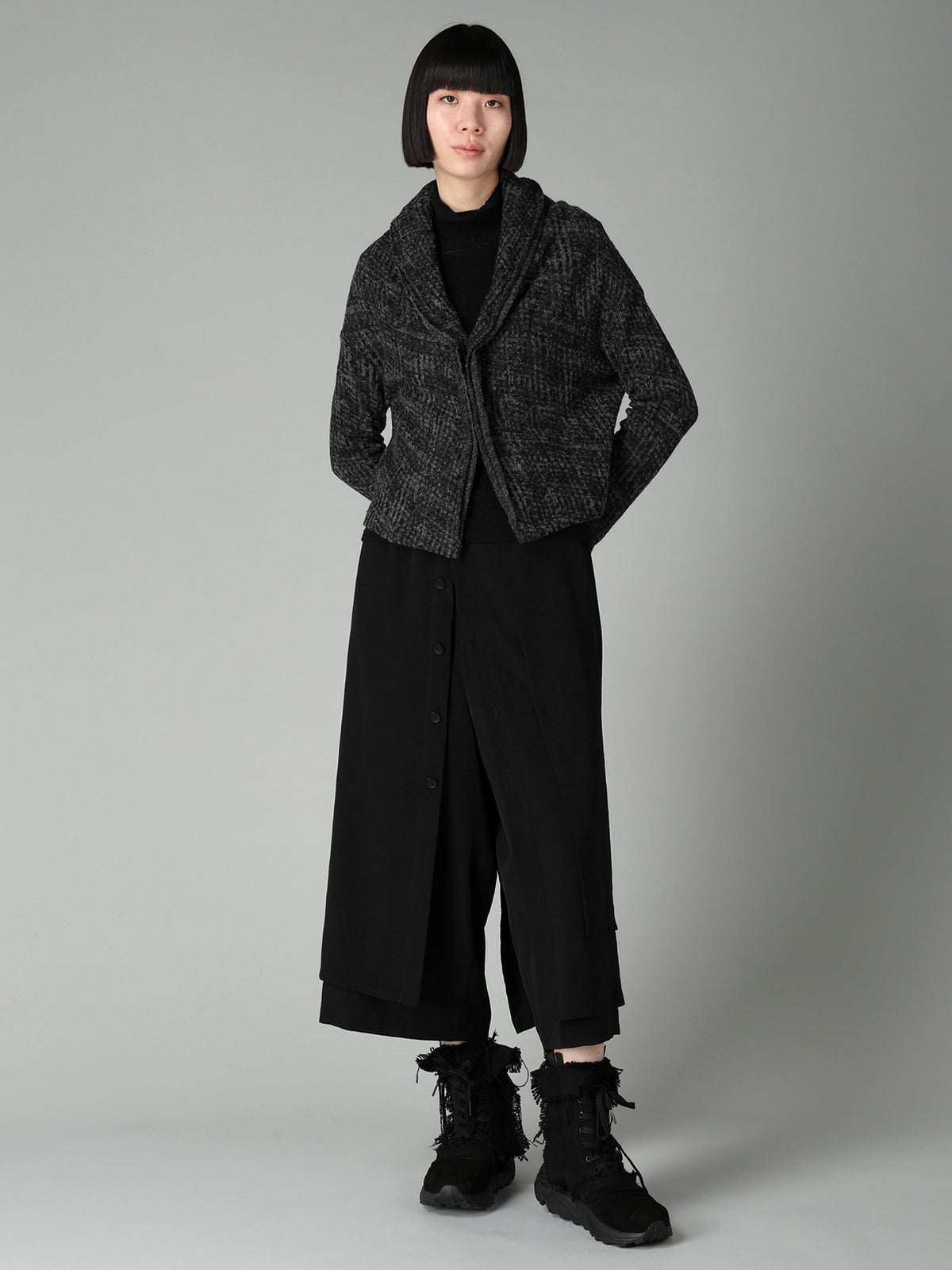 MILLING GLEN CHECK JQ DRAPED CARDIGAN