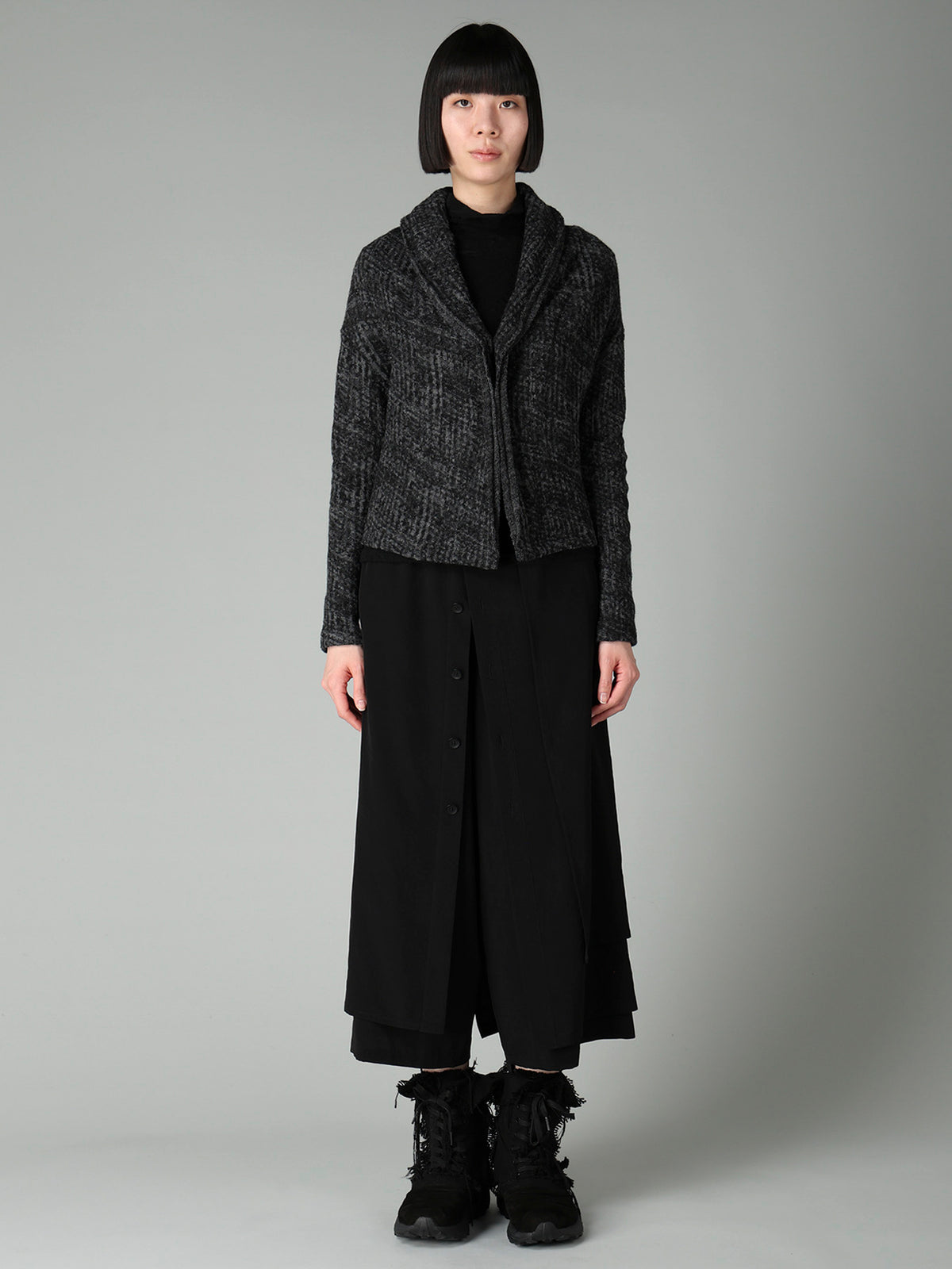 MILLING GLEN CHECK JQ DRAPED CARDIGAN