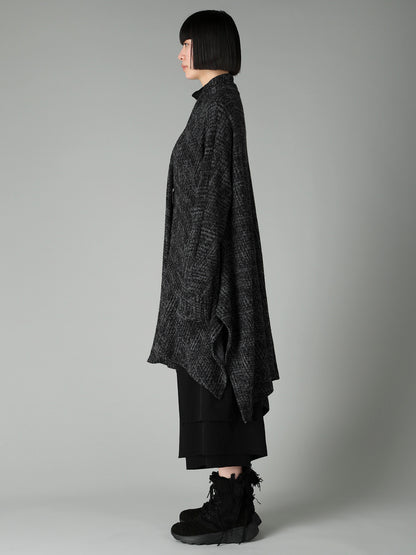 MILLING GLEN CHECK JQ DRAPED LONG CARDIGAN