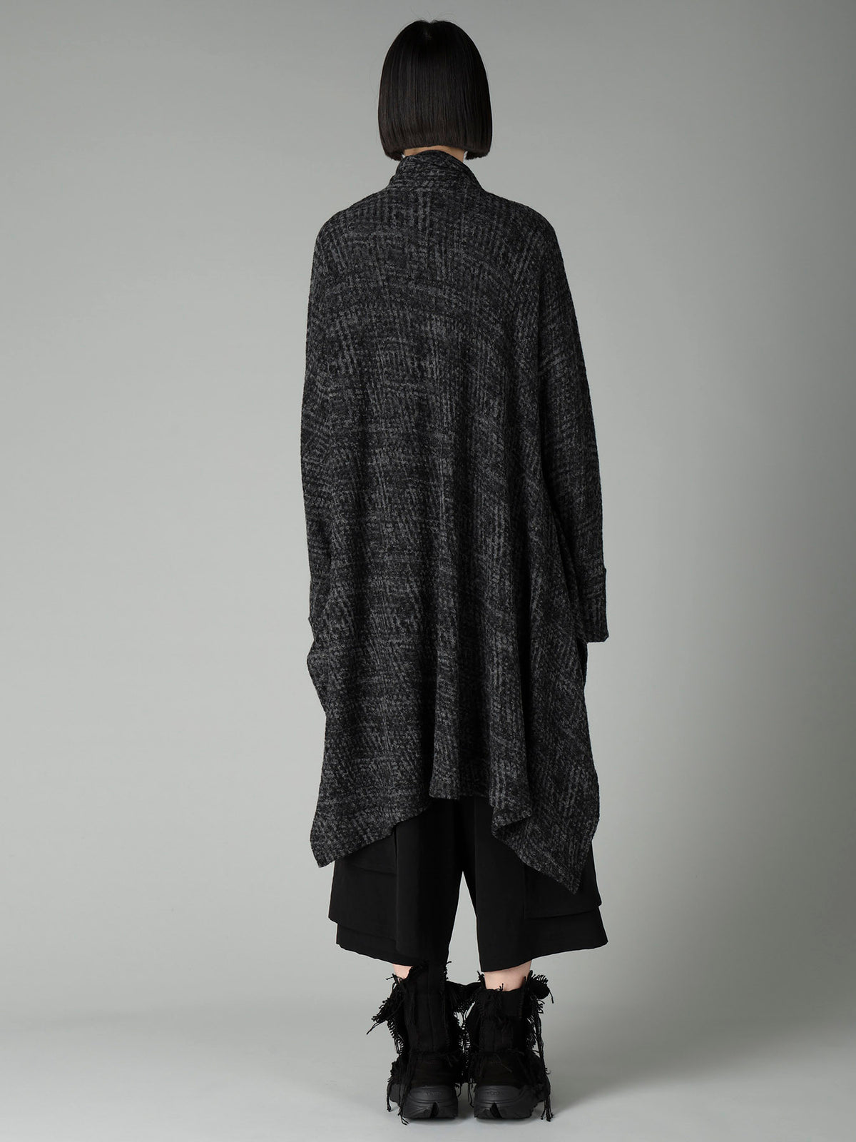 MILLING GLEN CHECK JQ DRAPED LONG CARDIGAN