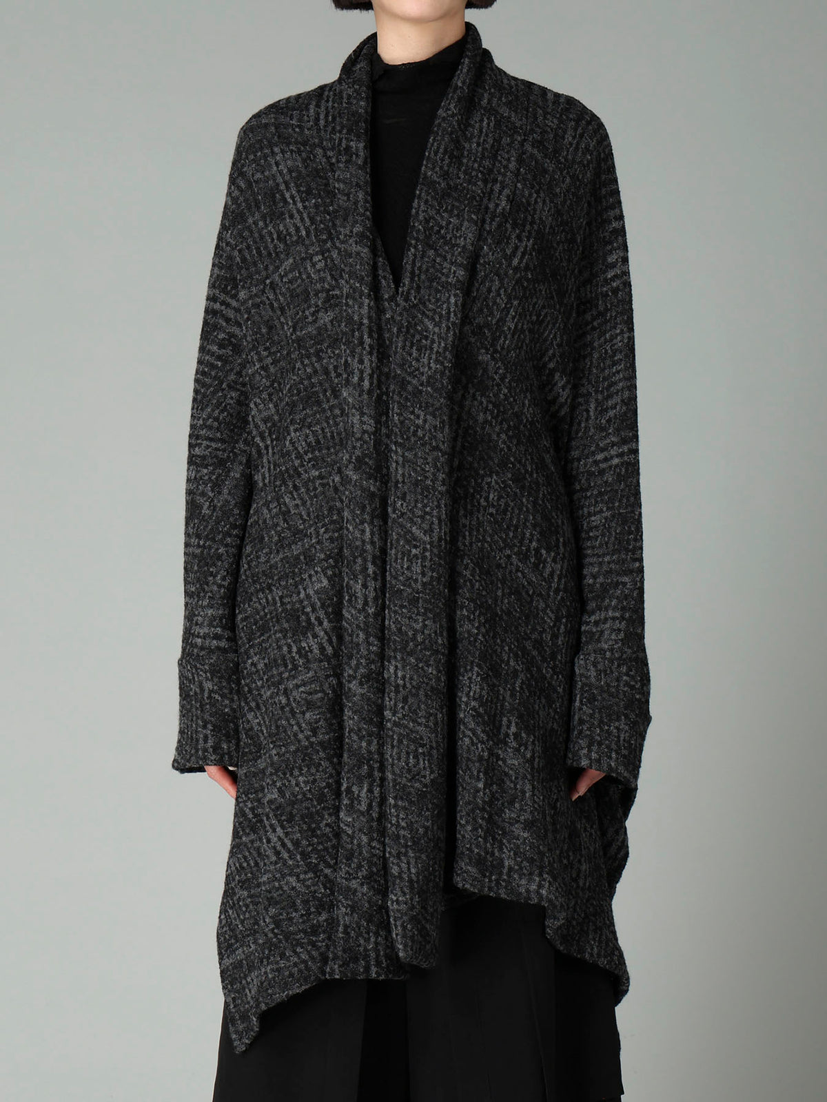 MILLING GLEN CHECK JQ DRAPED LONG CARDIGAN