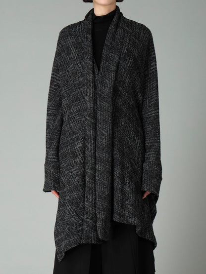 MILLING GLEN CHECK JQ DRAPED LONG CARDIGAN