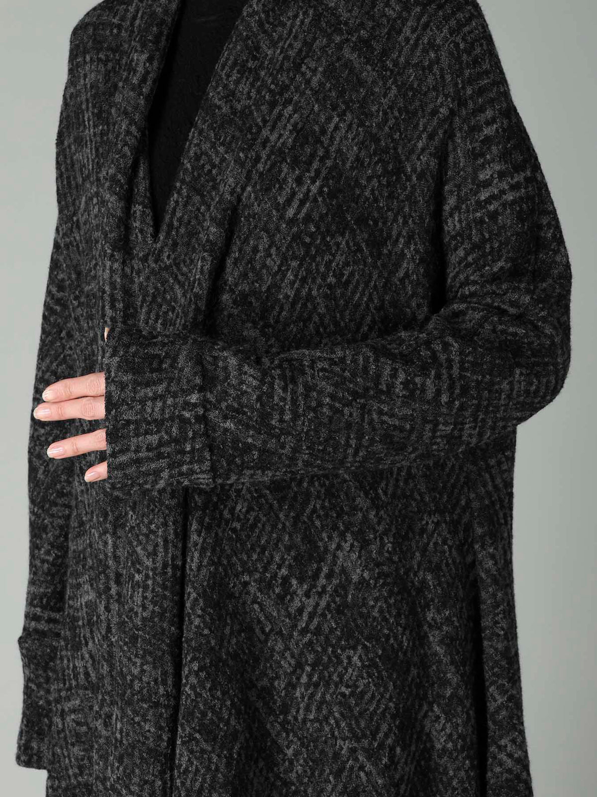 MILLING GLEN CHECK JQ DRAPED LONG CARDIGAN