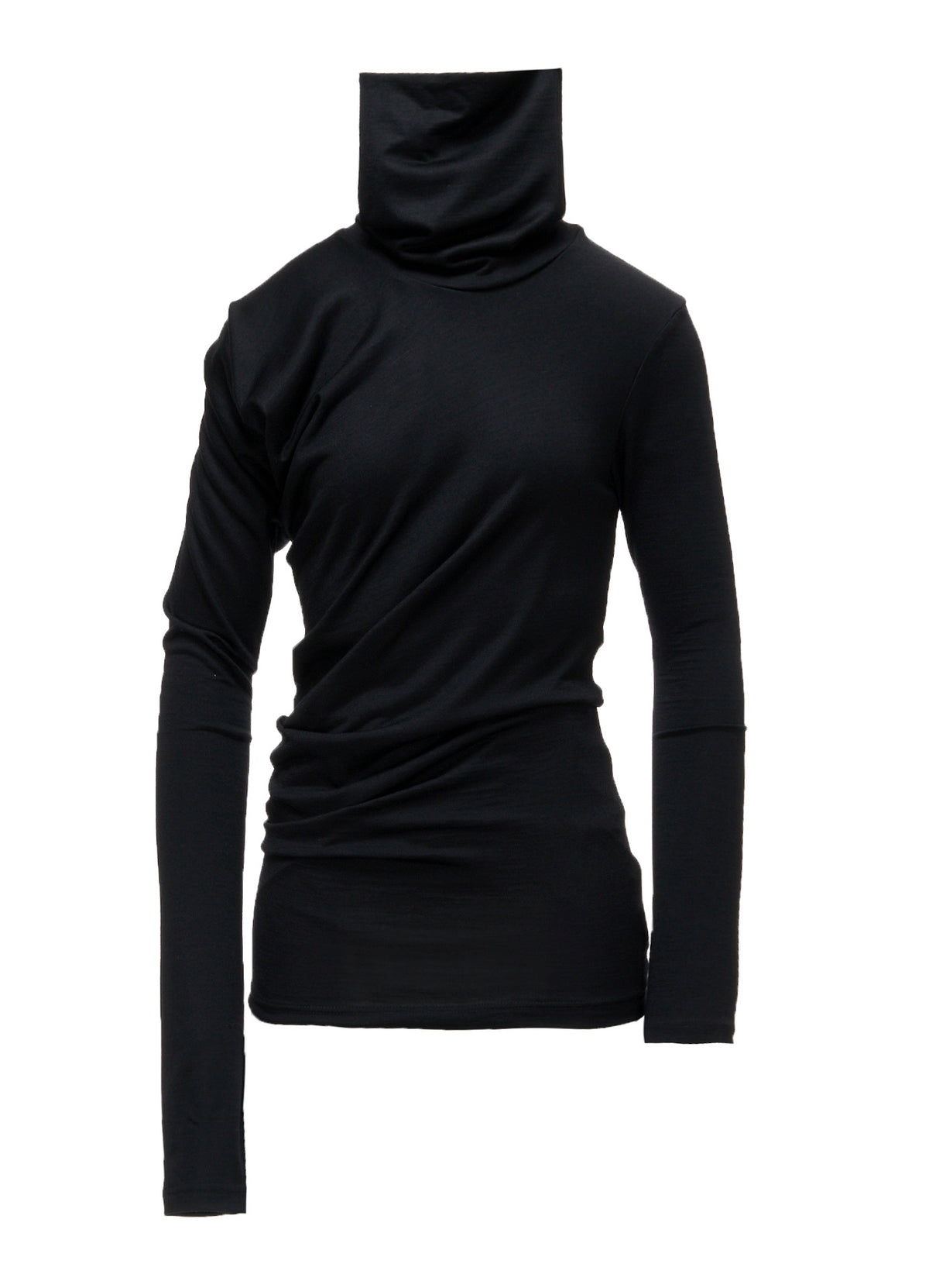 100S WOOL SINGLE GATHERED HIGHNECK T