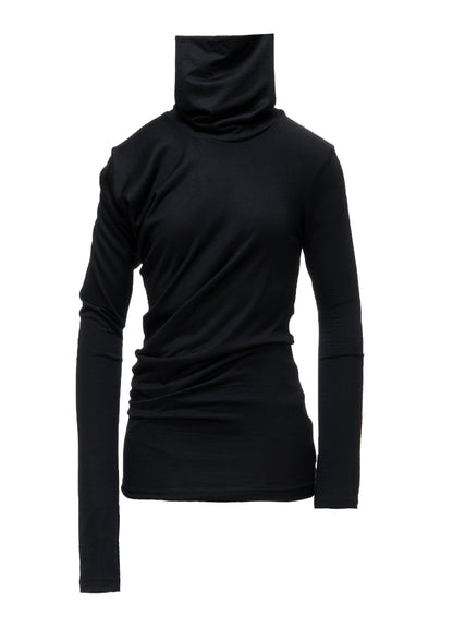 100S WOOL SINGLE GATHERED HIGHNECK T
