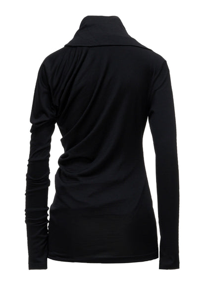 100S WOOL SINGLE DIGONAL BUTTON GATHERED T
