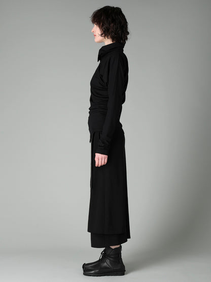 100S WOOL SINGLE DIGONAL BUTTON GATHERED T
