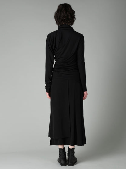 100S WOOL SINGLE DIGONAL BUTTON GATHERED T